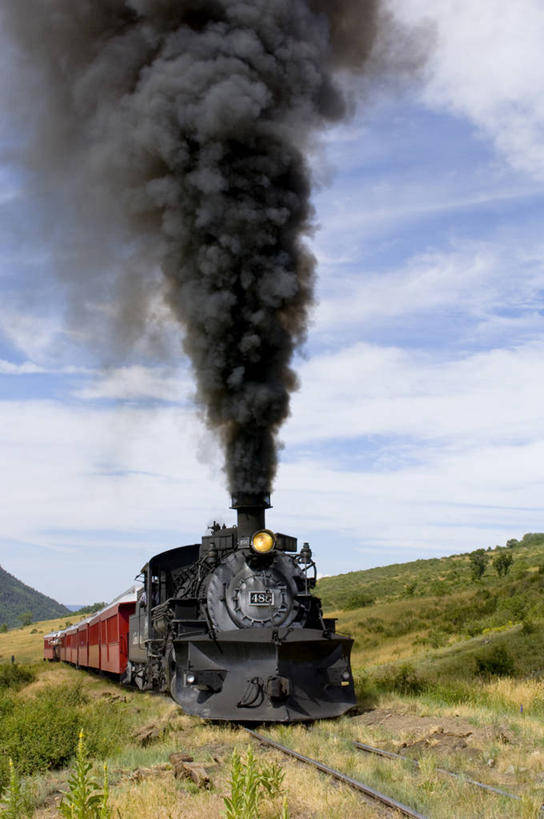 无人,竖图,室外,白天,旅游,旅途,路,铁路,美国,蒸汽,轨道,交通,铁轨,历史,烟,运输,摄影,古董,怀旧,记忆,机车,新墨西哥,科罗拉多州,蒸汽机车,彩图,旅行