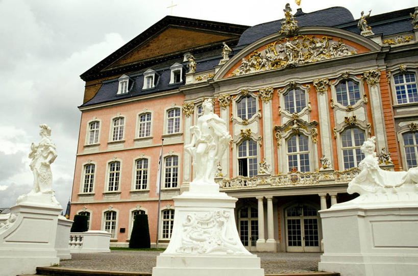 无人,宫殿,横图,室外,白天,建筑,德国,雕像,历史,台阶,摄影,高雅,洛可可风格,特里尔,彩图