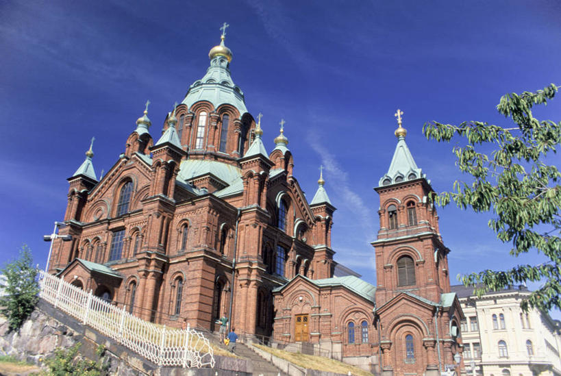 无人,横图,室外,白天,城市,建筑,芬兰,首都,天空,摄影,宗教,圆顶建筑,万里无云,赫尔辛基,彩图,大教堂