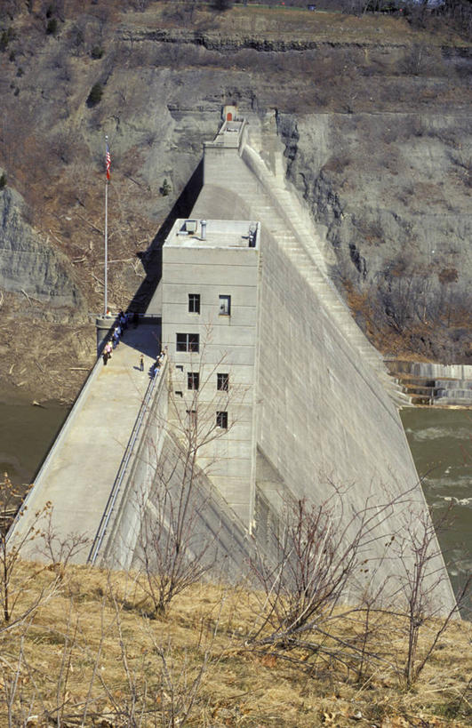 竖图,俯视,室外,白天,河流,建筑,美国,河岸,水坝,摄影,纽约州,水力发电,彩图,高角度拍摄,旅行