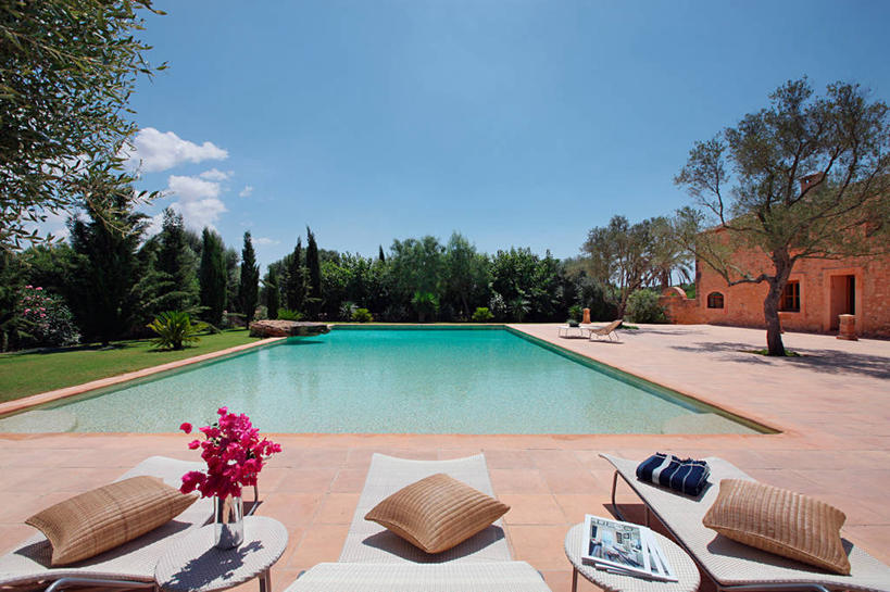 无人,游泳池,横图,室外,白天,水,日光,西班牙,欧洲,球袋,院子