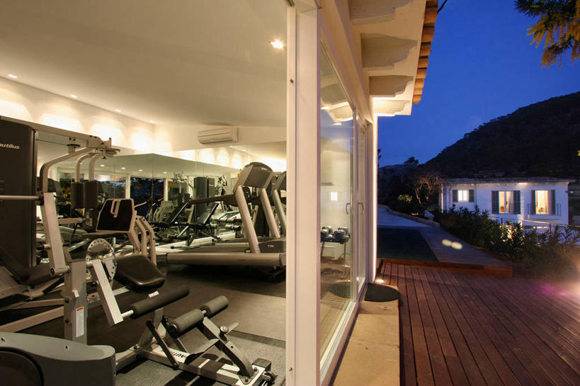 无人,健身房,家,露台,横图,室外,锻炼,阳台,建筑,西班牙,欧洲,木制,光,黄昏,建造,活动,照亮,露天阳台