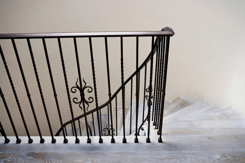 无人,栏杆,横图,室内,楼梯,建筑,美国,着陆,建造,北美,加利福尼亚,橡树,铁艺,建筑材料,硬木,上装