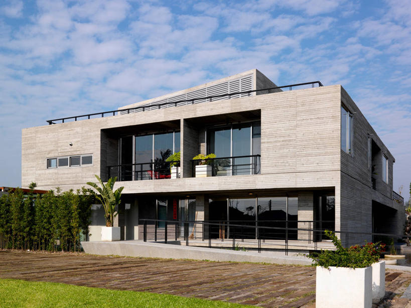 无人,家,横图,室外,白天,建筑,台湾,日光,亚洲,房屋,混凝土,车道,现代,水泥,灰色,后背,建筑材料,台中,当代,门廊