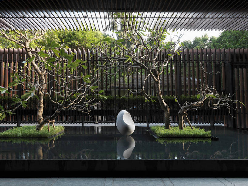 无人,横图,室外,白天,建筑,台湾,日光,亚洲,装饰,池塘,树,装饰物,建造,台北,设计