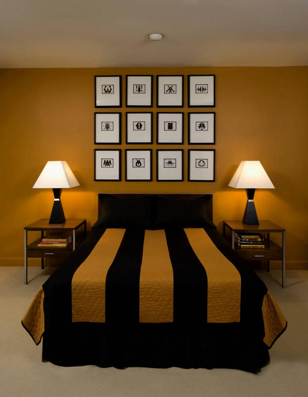 重复,地毯,卧室,条纹,对称,现代,黑色,橙色,收集,当代