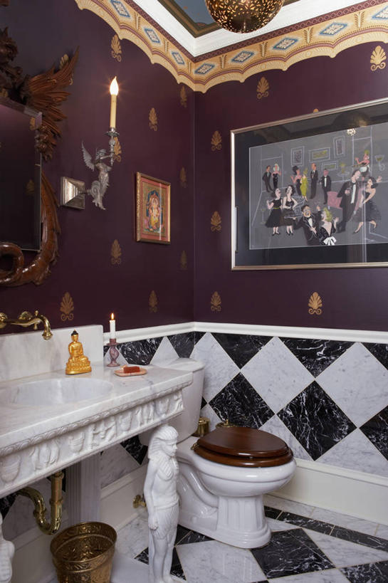 黑白,壁纸,浴室,大理石,佛,黄铜,化妆室,厕所,浅浮雕