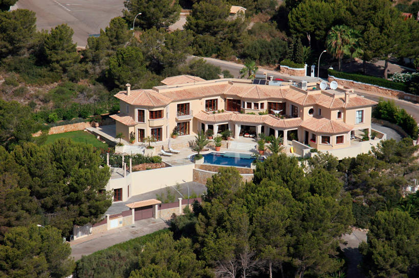 无人,家,横图,俯视,航拍,室外,白天,天线,建筑,日光,西班牙,欧洲,蓝色,建造,鸟瞰,豪宅,高角度拍摄,欧申赛德