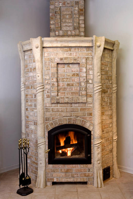 壁炉,火炉,砖,米色