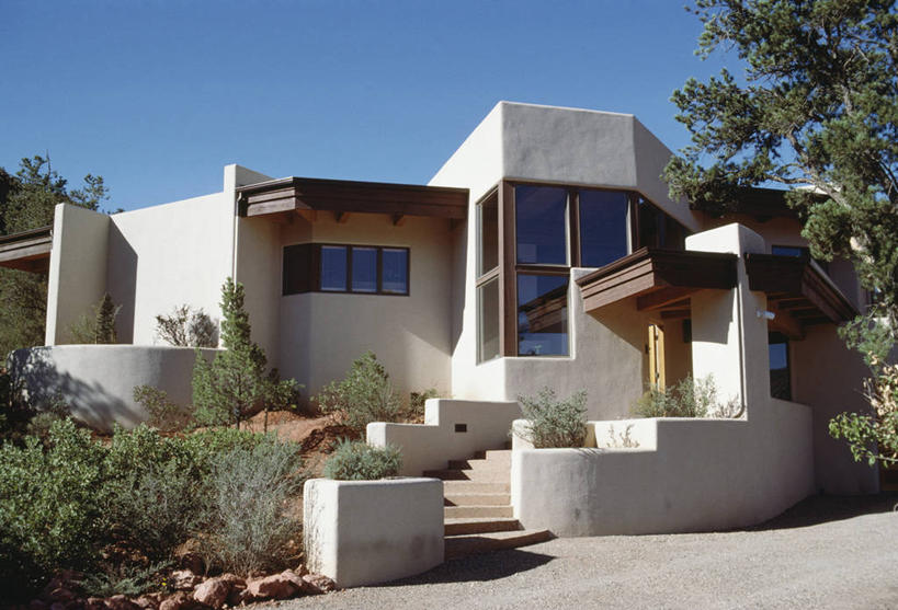 家,门,建筑,玻璃,日光,反射,木制,房屋,树荫,现代,台阶,树,天空,当代