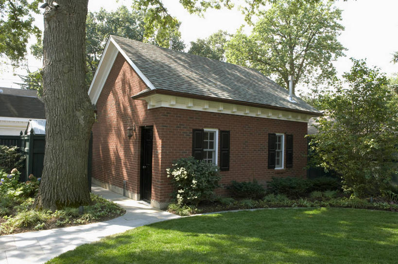 草坪,车库,砖,混凝土