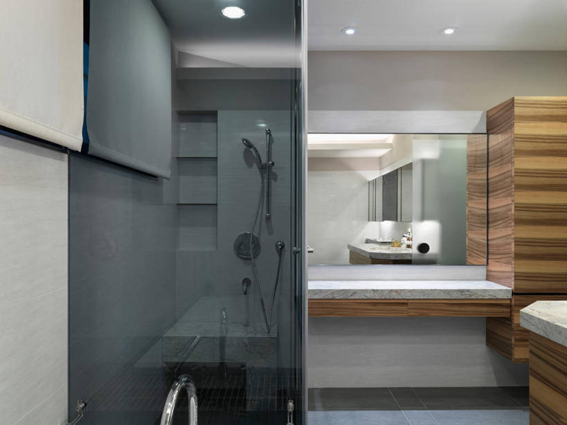 无人,家,横图,室内,镜子,浴室,建筑,淋浴,反射,光,现代,建造,化妆室,厕所,当代