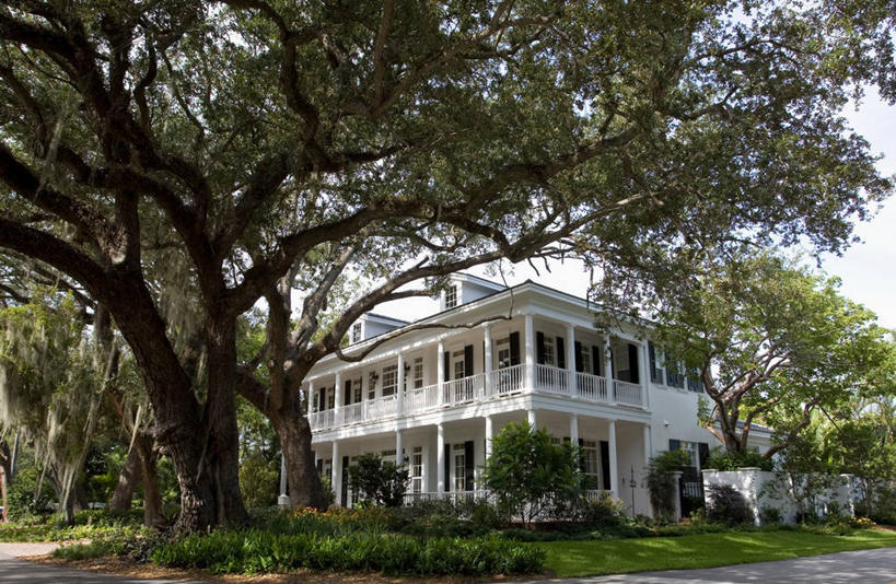 无人,家,横图,室外,白天,阳台,建筑,日光,美国,房屋,南,建造,北美,种植园,佛罗里达,门廊,森林别墅