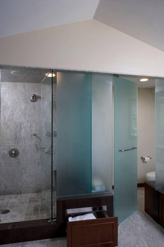 地板,浴室,瓷砖,磨砂玻璃,现代,打开,米色,开启,当代