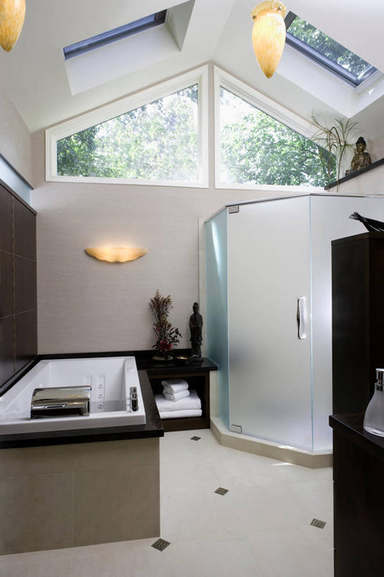 竖图,窗户,地板,浴室,淋浴,瓷砖,折叠,磨砂玻璃,现代,佛,浴盆,当代