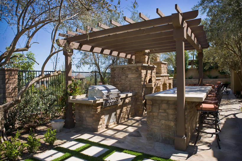 无人,酒吧,横图,室外,白天,家具,日光,美国,院子,食品,北美,加利福尼亚,用具,烹调,当代,油橄榄树