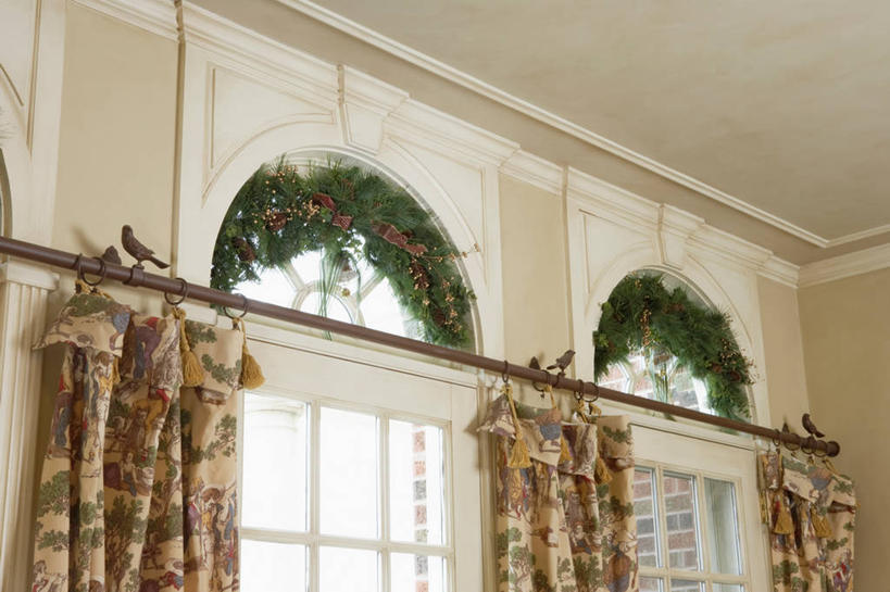 窗帘,圣诞节,节日,白色,米色,模具,式样,塑造