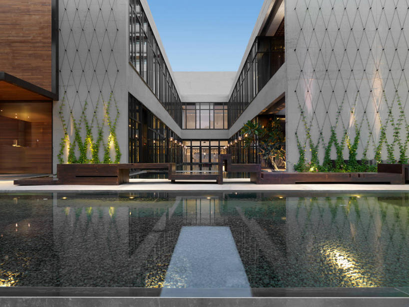 无人,横图,室外,白天,水,家具,建筑,台湾,日光,亚洲,长椅,常春藤,现代,建造,台北