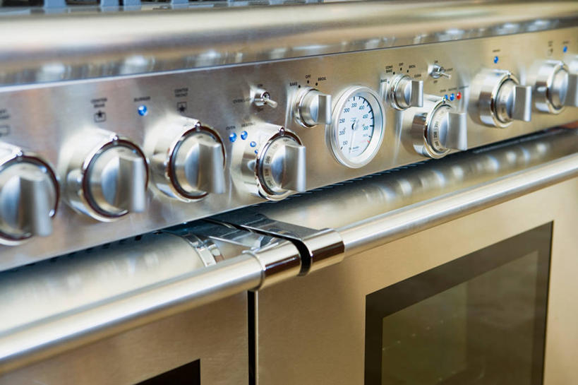 无人,家,横图,室内,特写,厨房,建筑,美国,不锈钢,烤炉,温度计,现代,建造,温度,控制,北美,加利福尼亚,用具,当代