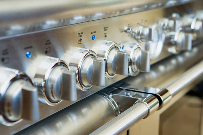 无人,家,横图,室内,特写,厨房,建筑,美国,不锈钢,烤炉,温度计,现代,建造,温度,控制,北美,加利福尼亚,用具,当代