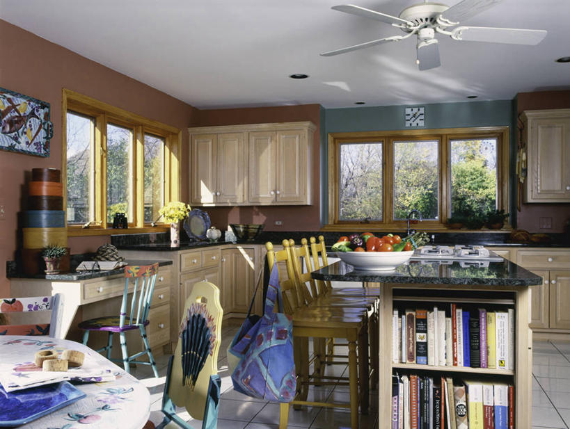 家,餐桌,厨房,书架,木制,包,房屋,花岗岩,涂料,双筒望远镜