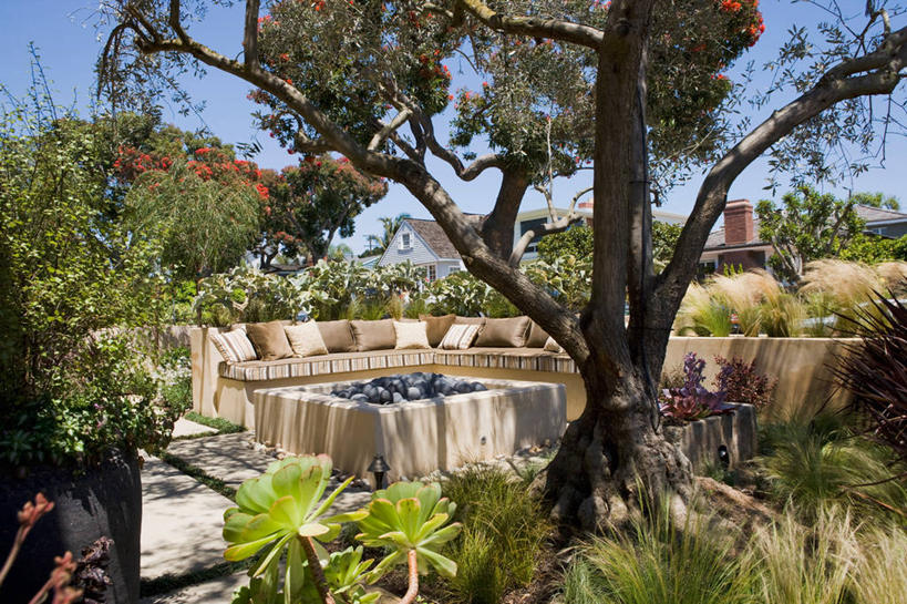 无人,横图,室外,白天,家具,沙发,日光,美国,地形,双人沙发,北美,加利福尼亚,设计,当代,火坑