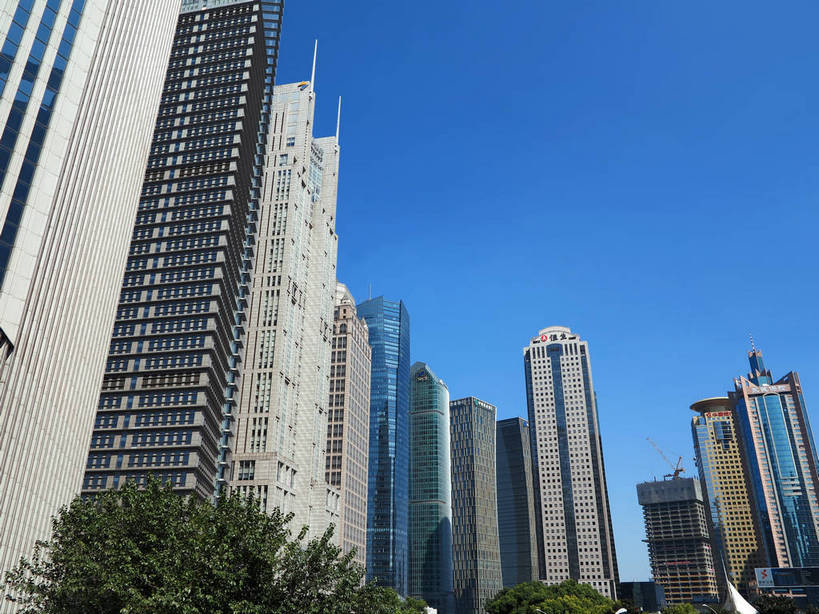 无人,高楼大厦,横图,室外,白天,仰视,度假,美景,树林,植物,城市风光,标志建筑,城市,大厦,地标,建筑,摩天大楼,上海,中国,亚洲,阴影,光线,影子,景观,建筑群,娱乐,建设,浦东,树,树木,中银大厦,蓝色,绿色,蓝天,天空,阳光,自然,天,享受,休闲,景色,放松,生长,晴朗,成长,申,金融中心,陆家嘴,陆家嘴金融贸易区,浦东新区,东亚,上海市,万里无云,中华人民共和国,沪,华东地区,交银金融大厦,上海世界金融大厦,时代金融中心,晴空,晴空万里,彩图,低角度拍摄,大楼,高层建筑,高楼,摩天楼,恒生银行大厦,华夏银行大厦,世界金融大厦,上海银行大厦,上海中银大厦,shslj1,黄金置地大厦,上海农银大厦