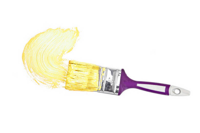 无人,横图,室内,特写,白天,白色背景,正面,装修,静物,装潢,黄色,粉刷,刷子,摄影,影棚,油漆,涂料,彩图,影棚拍摄,拍摄