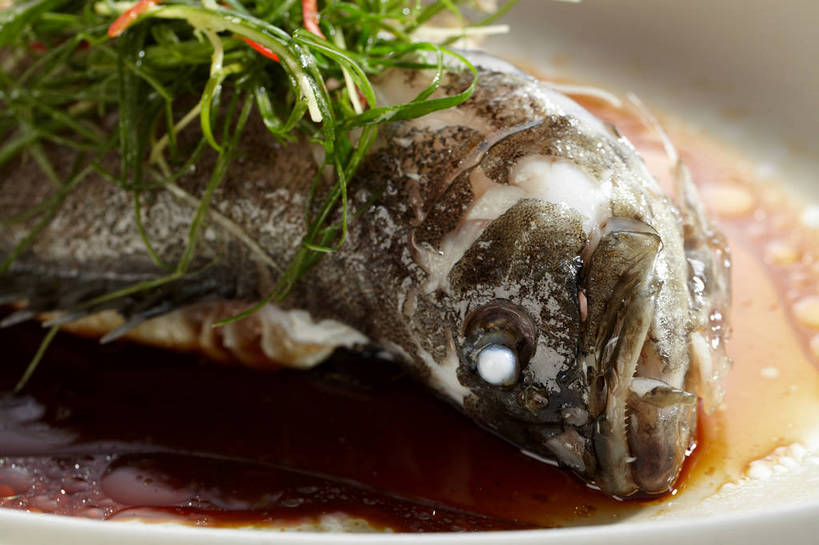 无人,横图,俯视,室内,特写,白天,烹饪,中餐,餐桌,桌子,姜,一条,陶瓷,葱,青葱,调料,肉,香料,鱼肉,料理,食品,陶瓷制品,调味品,调味料,酱油,菜肴,美食,肉类,食物,一个,白色,容器,碗,中式,佳肴,单个,餐台,中华料理,储藏,储存,止咳,肉食,蒸菜,止痛,解毒,发汗,温肺,温胃,行气,止呕,百辣云,豉油,生姜,老姜,彩图,高角度拍摄,清蒸鱼,贮存,散寒,shjb1