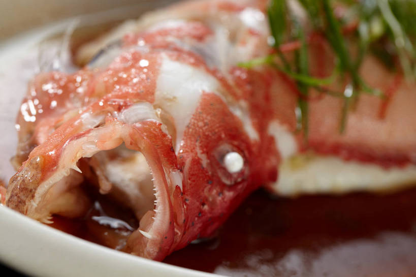 海鲜,无人,横图,俯视,室内,特写,白天,烹饪,中餐,餐桌,桌子,姜,餐具,朦胧,模糊,鱼,碟子,盘,陶瓷,葱,青葱,调料,肉,香料,鱼肉,料理,食品,陶瓷制品,调味品,鱼头,调味料,酱油,水产,菜肴,美食,肉类,鱼类,海洋生物,食物,白色,盘子,碟,中式,佳肴,餐台,中华料理,水生动物,海产品,红笛鲷,止咳,笛鲷,水生物,肉食,海底动物,蒸菜,止痛,解毒,大红鱼,赤鳍笛鲷,红鳍笛鲷,红鱼,发汗,温肺,温胃,行气,止呕,百辣云,豉油,生姜,老姜,彩图,高角度拍摄,清蒸鱼,散寒,shjb1,清蒸红鱼