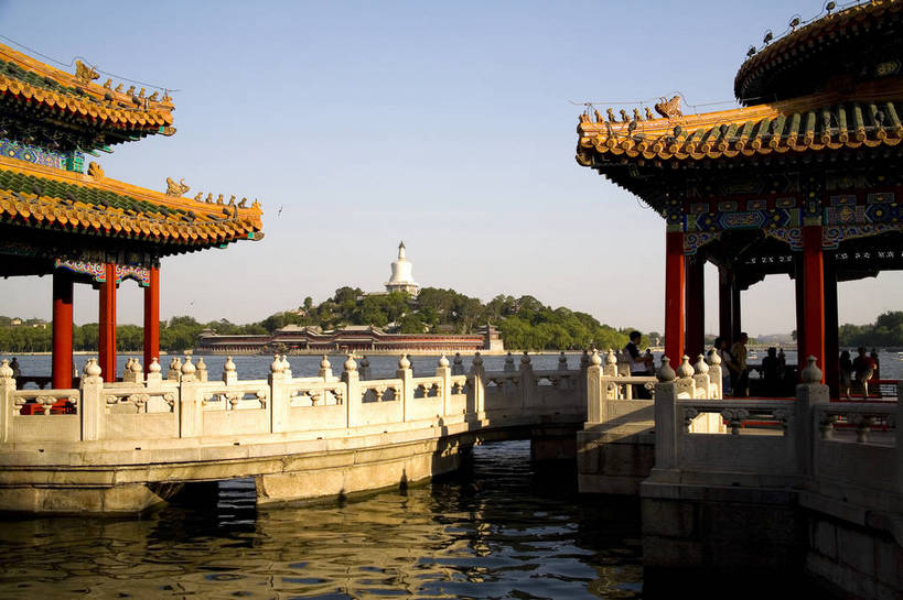 公园,横图,彩色,室外,白天,旅游,湖,建筑,北海公园,北京,中国,亚洲,走廊,桥,摄影,回廊,中国文化,东亚,中华人民共和国,彩图,旅行,高楼,传统文化,bj174