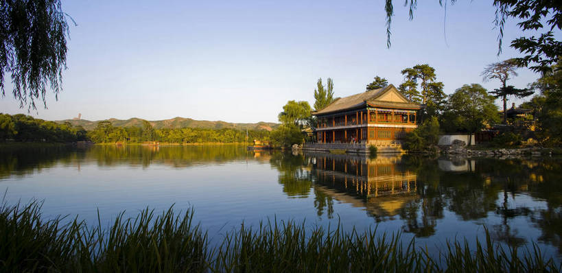 宫殿,横图,室外,白天,湖,建筑,避暑山庄,中国,亚洲,历史,古代,倒影,旅游胜地,摄影,东亚,世界文化遗产,中华人民共和国,华北地区,河北,河北省,冀,承德,承德市,古远,展馆,彩图,承德避暑山庄,承德离宫,热河行宫,bj174