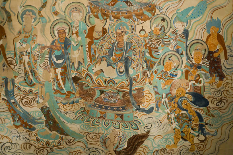 横图,彩色,室内,旅游,度假,绘画,名胜古迹,标志建筑,地标,建筑,敦煌,中国,亚洲,节日,遗迹,艺术,装饰,彩绘,图片,墙,文化遗产,古迹,历史,文化,文物,娱乐,建设,佛,古建筑,壁画,墙壁,墙面,古代,虔诚,祈祷,享受,休闲,健康,飞天,旅游胜地,放松,许愿,摄影,宗教,佛教,信仰,纪念,华丽,修饰,祈求,点缀,珍贵,文明,中国文化,传说,参观,古文明,东亚,甘肃省,中华人民共和国,衬托,美观,雅致,雅观,释教,古远,古代文明,平安,画画,旅行,游览,传统文化,敦煌壁画,bj174