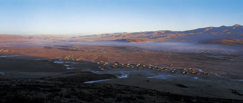 横图,全景,俯视,彩色,室外,白天,旅游,中国,亚洲,壮观,景观,城镇,山峦,云雾,自然,村庄,远景,摄影,人文景观,雄伟,东亚,地貌,中华人民共和国,江,旅行,地质,bj174
