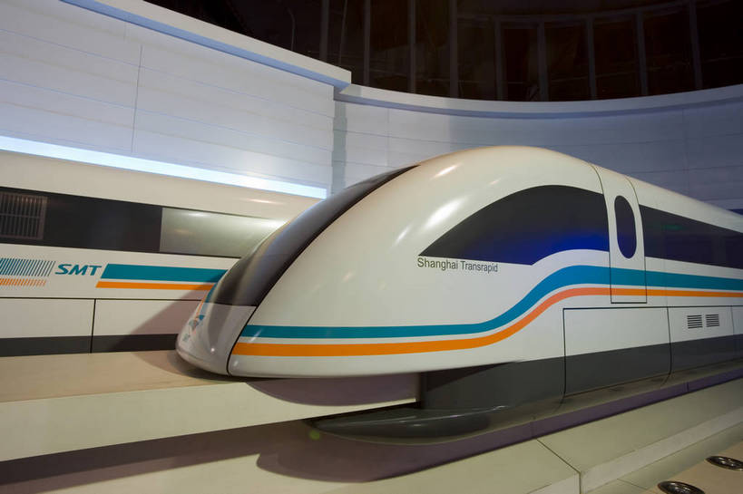 横图,彩色,室内,白天,上海,中国,亚洲,交通,列车,模型,交通工具,摄影,展览,磁悬浮,东亚,磁悬浮列车,中华人民共和国,bj174