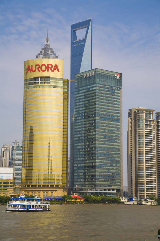 竖图,全景,彩色,室外,白天,办公楼,河流,大厦,建筑,上海,中国,亚洲,黄浦江,浦东,白云,蓝天,外滩,远景,摩天大厦,摄影,环球金融中心,金融中心,东亚,中华人民共和国,江,大楼,bj174