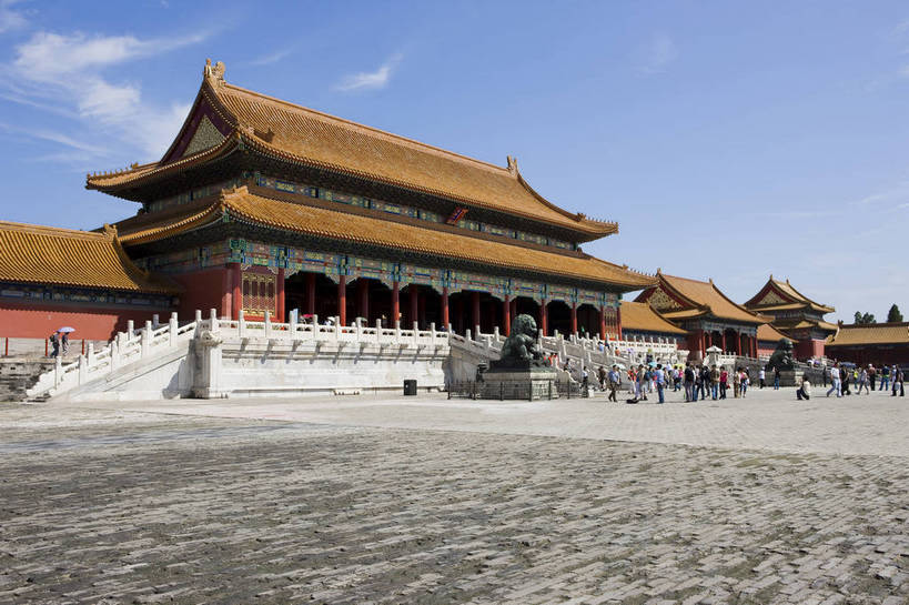 故宫,横图,室外,白天,建筑,北京,中国,亚洲,游客,房屋,历史,古代,白云,天空,中国文化,东亚,中华人民共和国,古远,皇家,传统文化,bj174