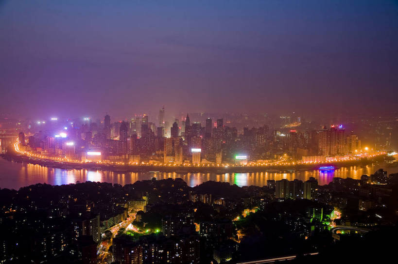 无人,横图,彩色,室外,旅游,城市风光,夜景,中国,亚洲,河岸,建筑群,灯光,现代建筑,树木,灿烂,摄影,四川省,东亚,成都,中华人民共和国,河,江,旅行,高楼,居住区,bj174