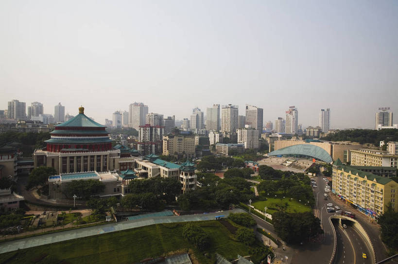 横图,彩色,室外,白天,城市风光,重庆,中国,亚洲,景观,建筑群,礼堂,现代建筑,摄影,四川省,东亚,中华人民共和国,人民大礼堂,bj174