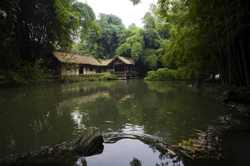 无人,横图,彩色,室外,白天,旅游,度假,名胜古迹,标志建筑,地标,建筑,中国,亚洲,遗迹,草屋,水塘,建筑群,古典,古迹,文物,娱乐,建设,古建筑,享受,休闲,旅游胜地,放松,摄影,四川省,古文明,东亚,成都,中华人民共和国,杜甫草堂,旅行,bj174