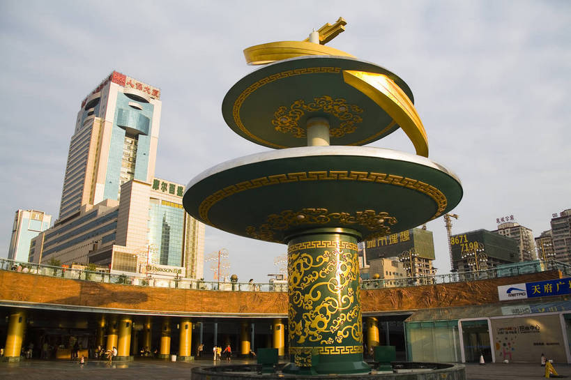 广场,横图,彩色,室外,白天,城市风光,中国,亚洲,景观,建筑群,现代建筑,摄影,四川省,城市广场,东亚,四川,成都,成都市,中华人民共和国,省会,西南地区,川,锦江区,天府广场,bj174