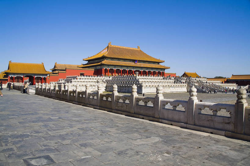 故宫,宫殿,栏杆,横图,彩色,室外,白天,名胜古迹,建筑,北京,中国,亚洲,景观,文化遗产,台阶,摄影,古代建筑,中国文化,东亚,中华人民共和国,传统文化,bj174