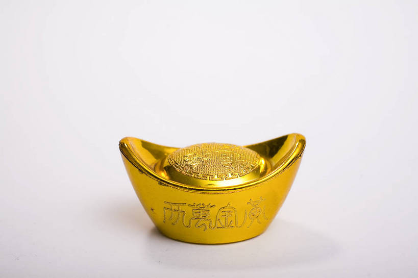 无人,横图,彩色,室内,特写,静物,中国,图片,装饰品,一个,饰品,财富,摄影,金元宝,单个,中国文化,东亚,影棚拍摄,元宝,传统文化,bj174