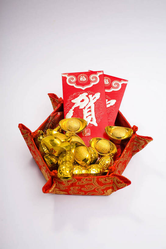 无人,竖图,彩色,室内,特写,静物,礼盒,中国,许多,图片,贺卡,很多,装饰品,饰品,多个,竖,财富,摄影,金元宝,中国文化,东亚,影棚拍摄,元宝,传统文化,bj174