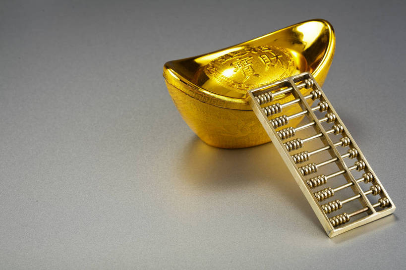 横图,彩色,背景,钱,算盘,静物,中国,图片,文化遗产,艺术品,装饰品,两个,财富,摄影,金元宝,中国文化,东亚,美术工艺,珠算,影棚拍摄,元宝,传统文化,bj174