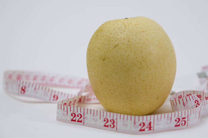 横图,彩色,特写,白天,梨,静物,水果,中国,亚洲,图片,食品,一个,尺,软尺,摄影,东亚,影棚拍摄,bj174