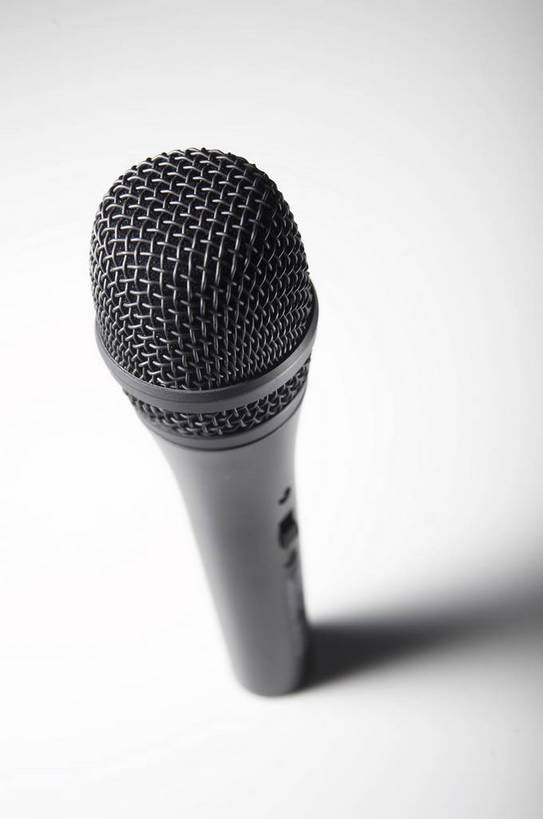 无人,竖图,彩色,棚拍,白色背景,静物,音乐,开关,一个,黑色,话筒,声音,麦克风,bj174