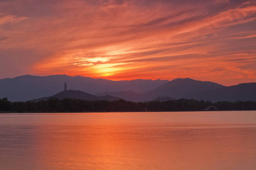 颐和园,横图,彩色,室外,旅游,湖,美景,北京,中国,图片,自然,黄昏,旅游胜地,摄影,宁静,清新,万寿山,昆明湖,夕阳,旅行,滤镜,bj174