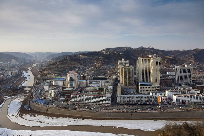 无人,横图,俯视,彩色,室外,白天,旅游,山,建筑,中国,图片,乡村,城镇,农村,民居,村庄,旅游胜地,摄影,村落,文明,中国文化,陕西,延安,屯子,墟落,山城,旅行,居住区,bj174