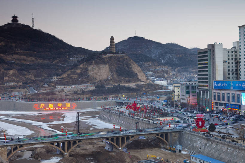 无人,横图,俯视,旅游,山,建筑,中国,乡村,城镇,农村,民居,村庄,旅游胜地,村落,文明,中国文化,陕西,延安,屯子,墟落,山城,旅行,居住区,bj174